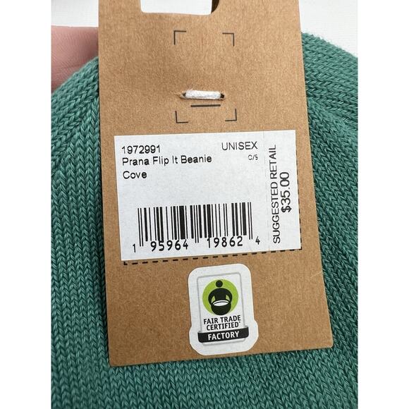 Prana Flip It Beanie Cove Teal Blue Unisex Men Women Sustainable OS $35 MSRP - Picture 4 of 5